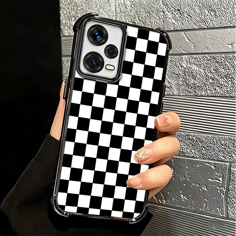 Retro Classic Chess Board Grid Soft Phone Case For Xiaomi Redmi Note 14 15 Pro Plus 13 12 11S 11T 5G 10 9S 9 Plating Anti-Fall F