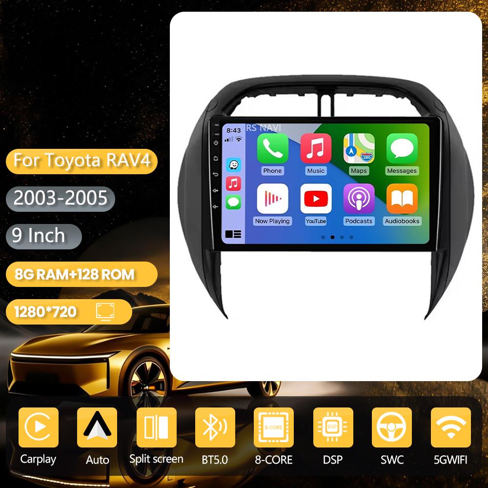 Android 16 Plug and Play Car Radio for Toyota RAV4 RAV 4 2003 - 2005, Carplay Screen, DAB+ Multimedia Player, 2K Car Radio, GPS