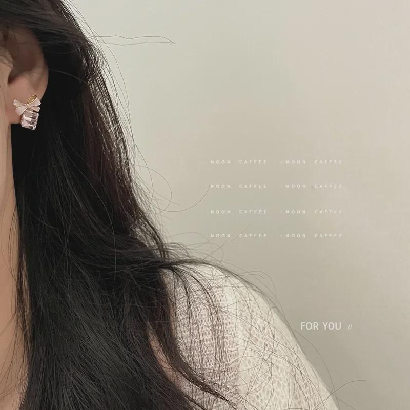 "Κομψά Ροζ Σκουλαρίκια Ζιργκόν με Φιόγκο - Ασήμι 925, Κομψά & Γλυκά για Γυναίκες"