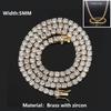 ICEBLING 3/4/5/6MM Round Cut CZ Stone Tennis Necklace Iced Out Single Row Cubic Zirconia Necklace for Men Women Hip Hop Jewelry