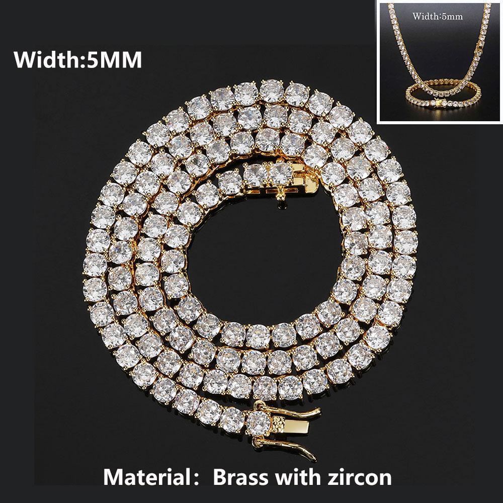 ICEBLING 3/4/5/6MM Round Cut CZ Stone Tennis Necklace Iced Out Single Row Cubic Zirconia Necklace for Men Women Hip Hop Jewelry