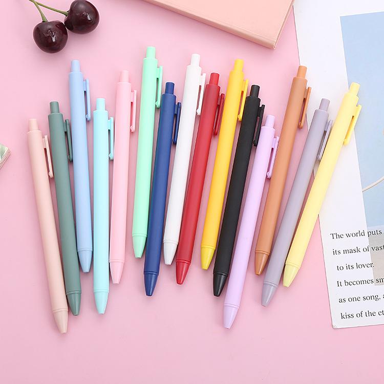 Retractable Gel Ink Pens 0.5mm Fine Point Morandi Macaron Colored Barrel Signing Ballpoint Pen Student Office Stationery