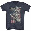 Tricou pentru Adulți cu Steagul Jimi Hendrix, Culoare Bleumarin Melanj, BUMBAC, Mărime S-5XL UR686