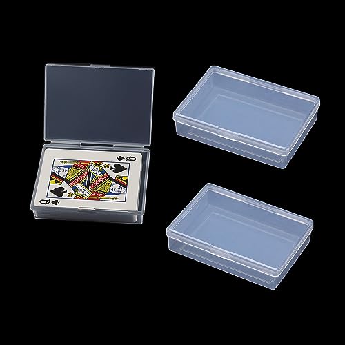 3-Piece Plastic Empty Playing Card Box Holder Storage Organizer with Snap Snaps for Standard 3.5x2.5 Inch Poker-Size Cards, Interior Card Game Case Si