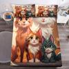 Cute cartoon cat family pattern mattress four-piece bedding set bedroom dormitory bedding set