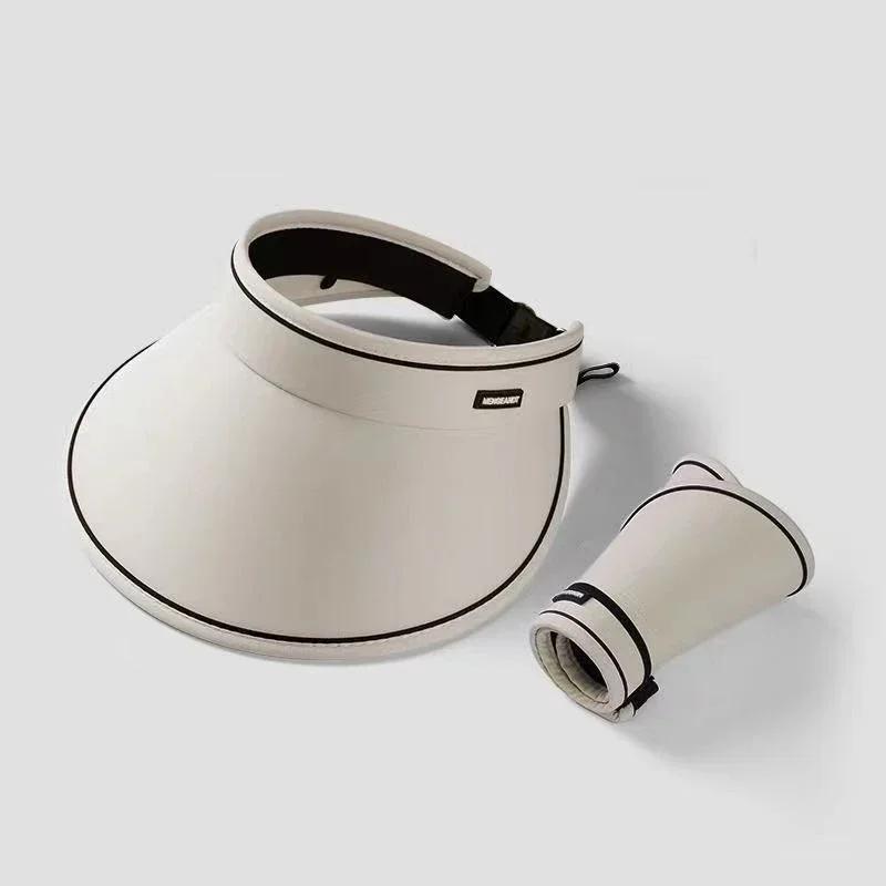 1 Stück 12 cm breiter Rand Leerer Oberteil Sonnenhut für Damen Sommer Outdoor UPF50+ UV-Schutz Radkappen Koreanischer Faltbarer Sonnenvisier Hüte