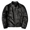 CHEJI Genuine Leather Military Biker and for and Denim Jacket Jacket, Men's Double-Breasted Jacket, Short, Simple, Cold-Weight Windproof, Thick,