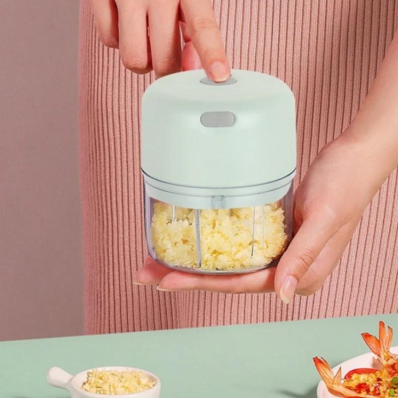 Electric Garlic Chopper Portable Vegetable Chopper Garlic Masher Food Processor for Ginger Peppers Meat Spices BBQ Accessories