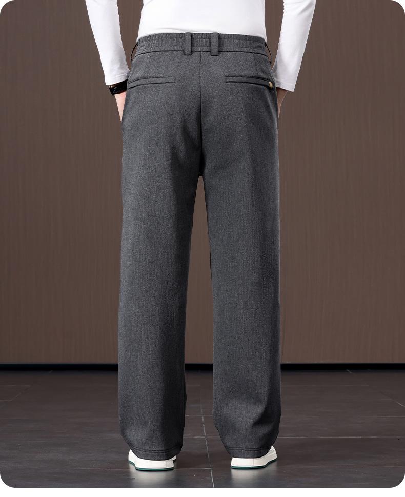 2024 Herren Tencel-Mischung Weitbein-Fleecegefütterte Warme Hose für Väter mittleren Alters