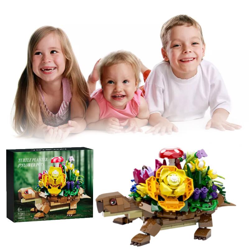 Planter 509pcs Turtles Flower Pots Building Blocks Toy Model Tabletop Gift Decor