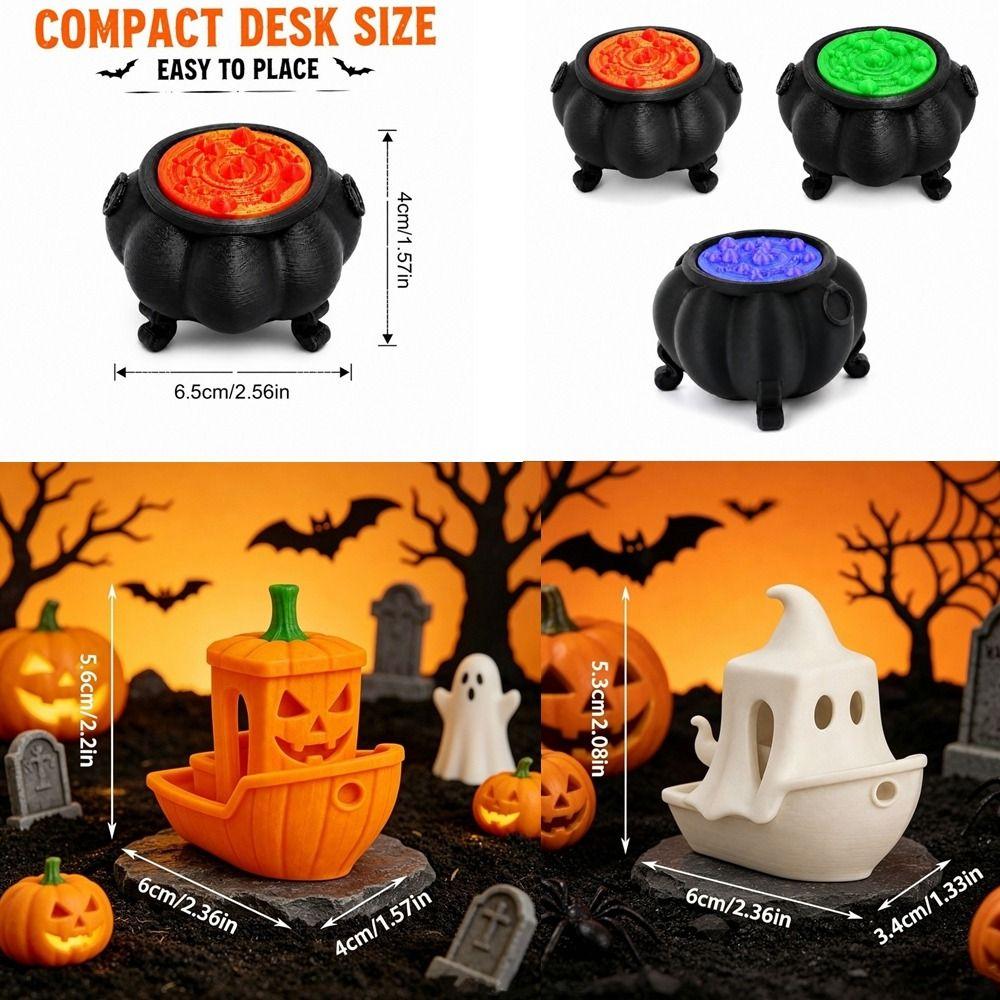 Novelty Halloween Ornaments Decoration 3D Printed Pumpkin Statue Funny Witch Pot Sculpture Fidget Clicker Halloween Party