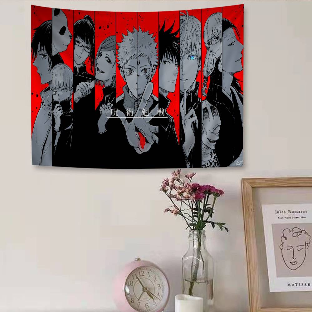 Jujutsu Kaisen Cartoon DIY Wall Tapestry Hanging Tarot Hippie Wall Rugs Dorm INS Home Decor