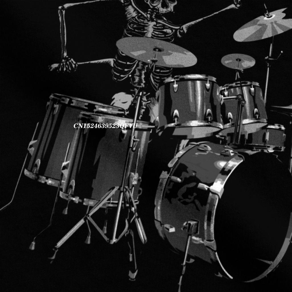 Skeleton Drum Hat Music Band T-Shirts For Men Vintage T Shirts Harajuku Graphic Oversized T Shirt Camisas Alternative Clothing