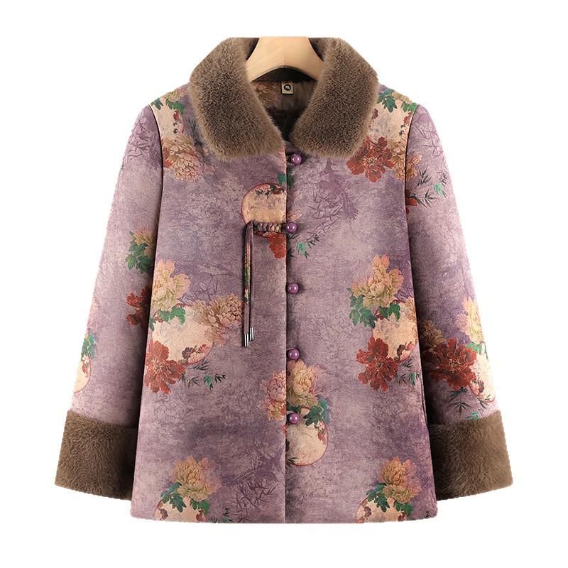 2025 New Style Cotton Jacket for Women: Grandmother Autumn-Winter Coat for Middle-aged and Elderly, Plus Velvet for Warmth