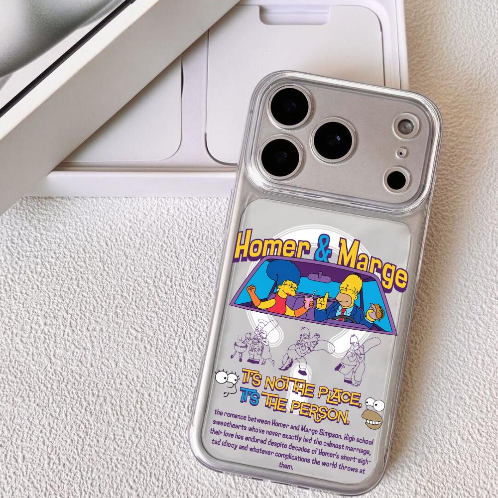 

Funny Cartoon S-SimpsonS Phone Case For iPhone 17 16 15 14 13 12 Pro Max Plus With Magnetic Crystal Clear Case Wireless Charge iPhone Air