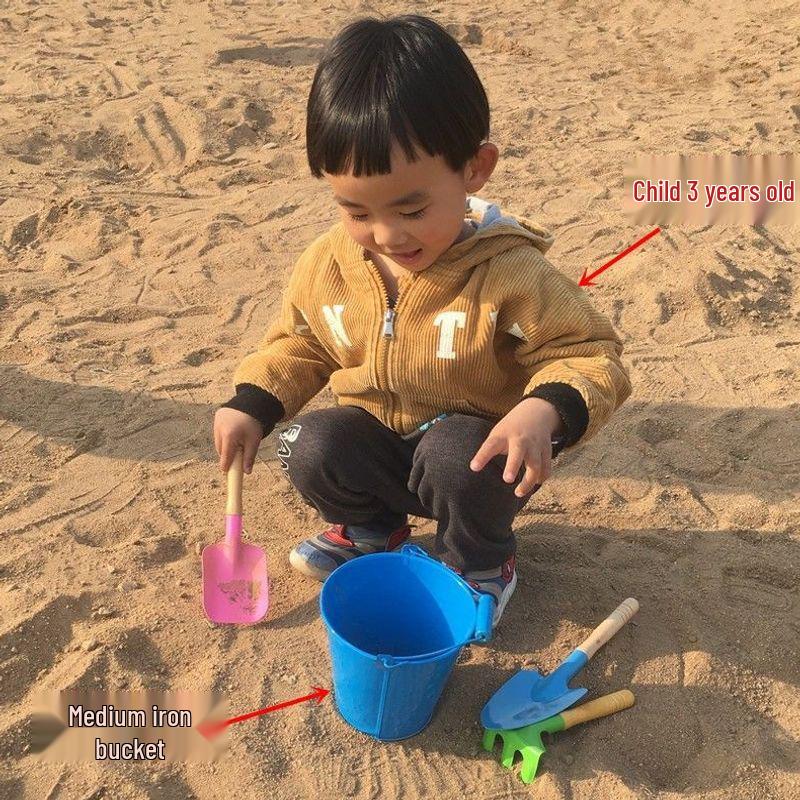 Children's Beach Toy Set: Iron Shovel and Bucket for Sand and Gardening