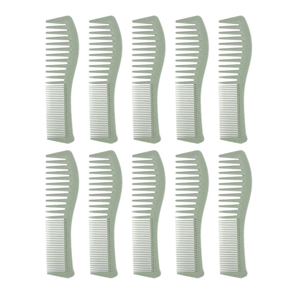 10 Pcs Wheat Straw Double Headed Hair Comb Reduce Tangling Wet Dry Hair Use Wide Fine Tooth Detangli