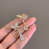 Korean Luxury Crystal Flower Butterfly Earrings For Women Sweet Zircon Drop Earrings Girls Party Jewelry Bijoux Gifts