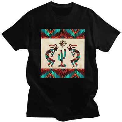Custom Southwest Tribal Native American Kokopelli T Shirt for Men 100 Cotton Casual Tees Short Sleeve Tshirt Slim Fit Clothing