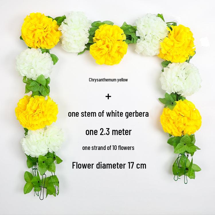 Artificial Chrysanthemum Vines for Cemetery and Memorial Decor - Silk and Plastic Hanging Floral Decoration