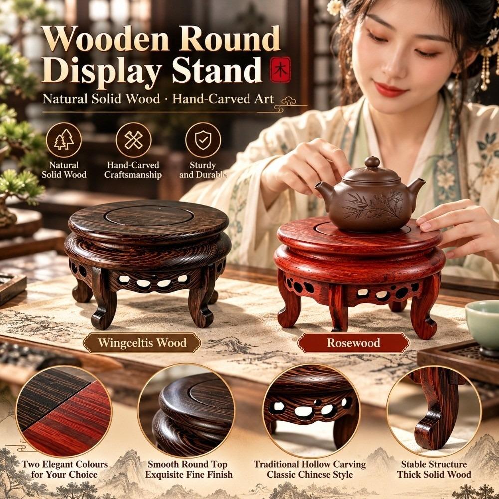 9.5cm Display Stand Base Round Wooden Bonsai Stand Vintage Wooden Display Pedestal  Patio Balcony