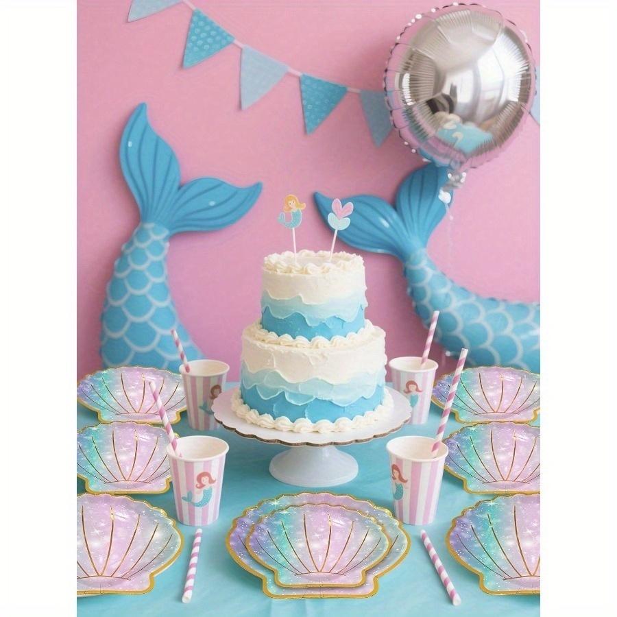 Holographic Mermaid Shell Paper Plates, Disposable Rainbow Colored Plates, Mermaid Themed Party Supplies, Ocean Themed Decorations
