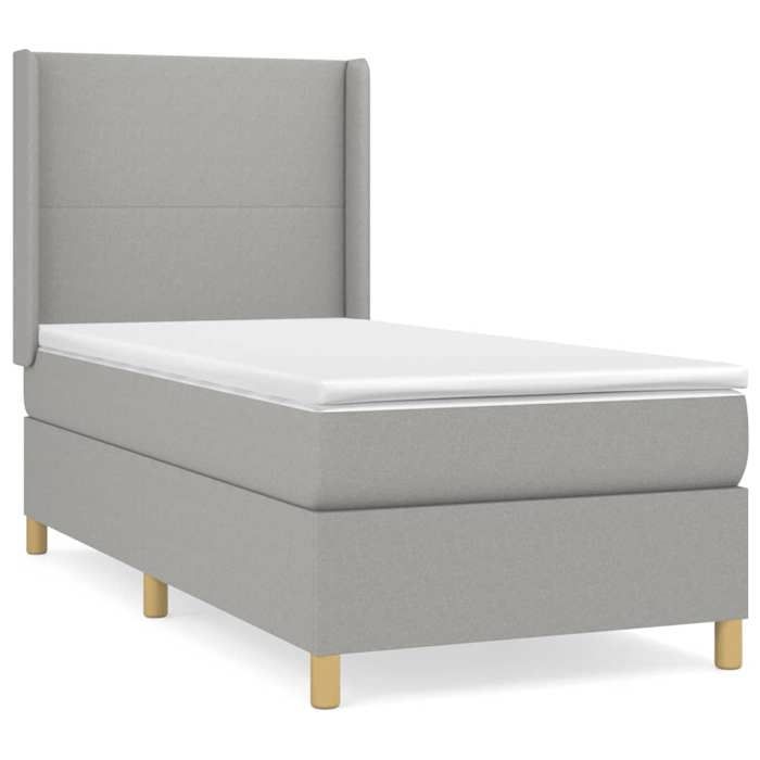 3131793 vidaXL Lit à sommier tapissier et matelas Gris clair 90x190 cm Tissu