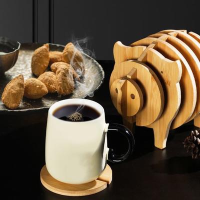 Wooden Animal Insulation Pad Set Non-Slip Anti-Scalding Trivets for Hot Dishes 3D Animal Shape Heat Resistant Table Coasters for Pots Teapots
