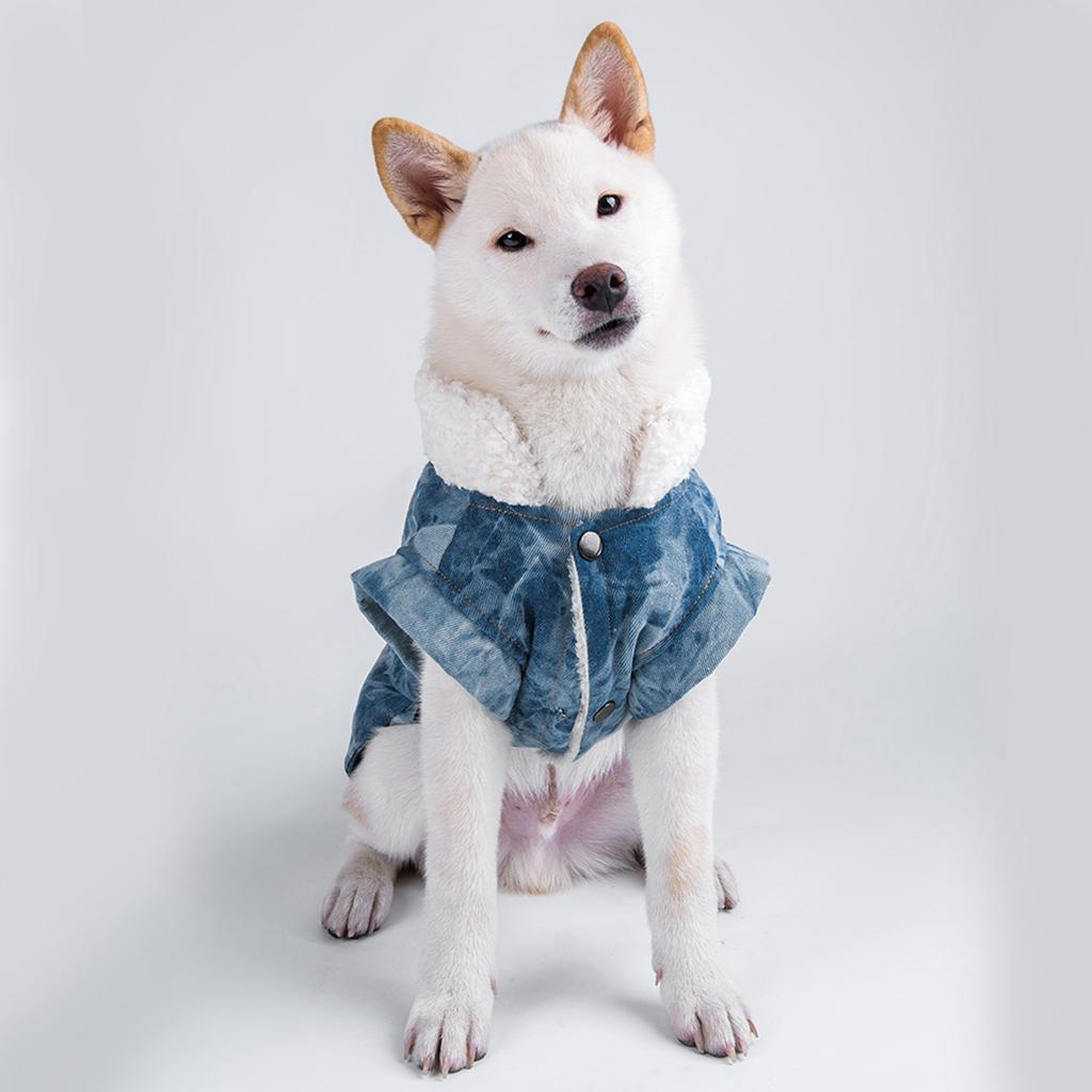 Autumn Winter Cotton Western Boy Blue Thicken Soft Comfortable Pet Clothes Warm Coat Clothing for DogsL
