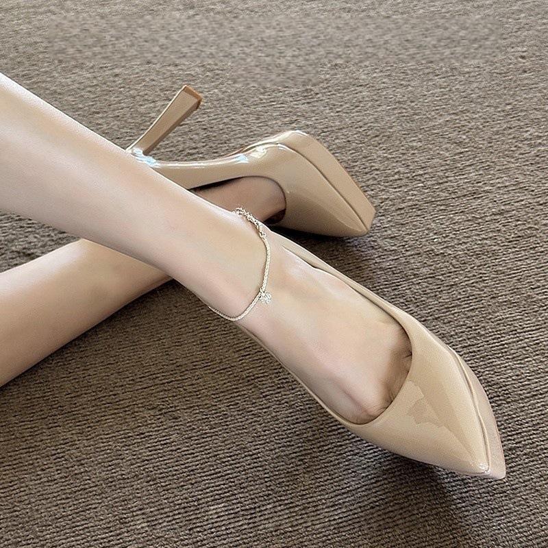 Waterproof Table Nude High Heels Pointed Tip Thin Heel One Pedal Show Thin Light Mouth Sexy Super High Heel