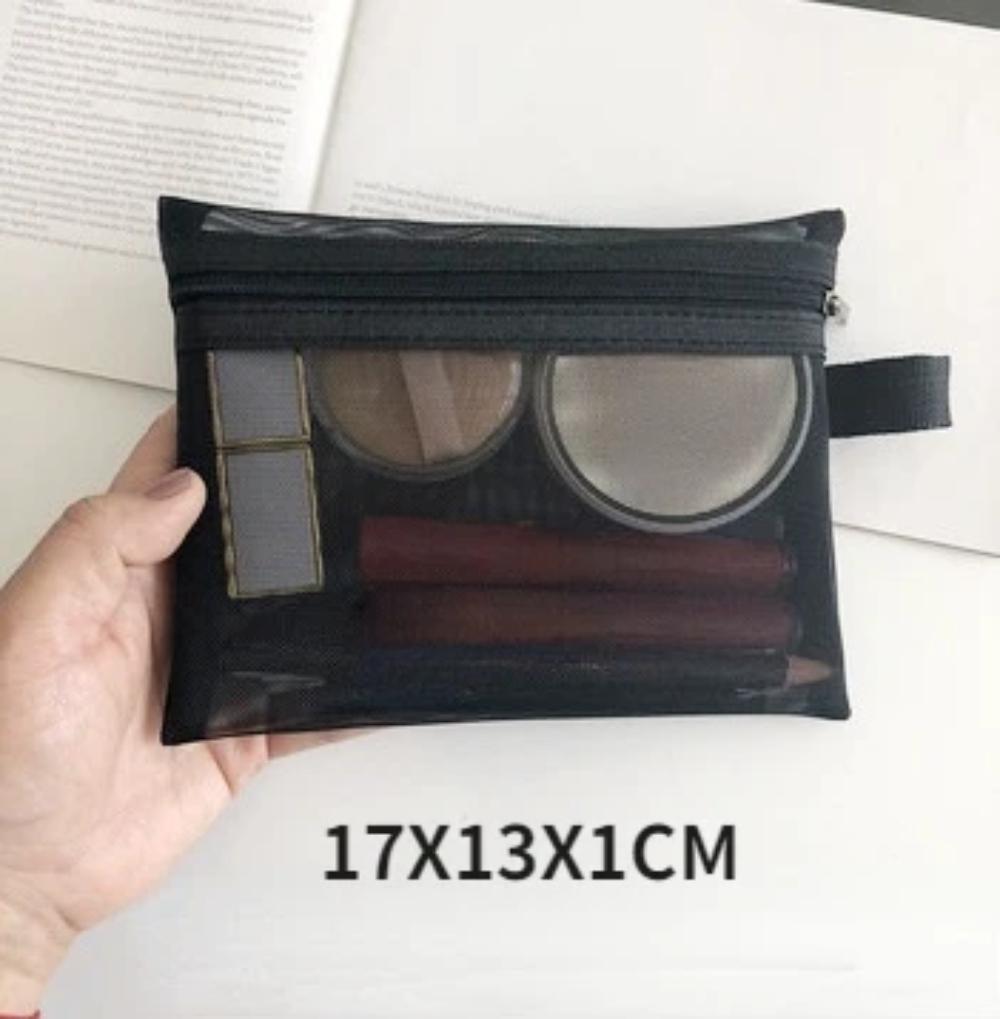 

Women Mesh Cosmetic Bag Travel Storage Makeup Bag Organizer Female Make Up Pouch Portable Small Large Toiletry Beauty Case