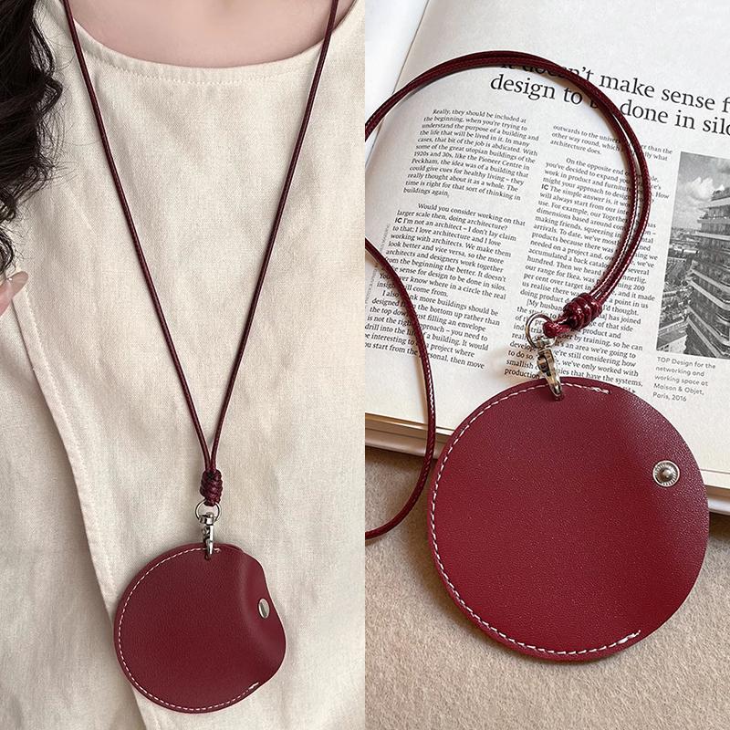 Brillenaufbewahrungstasche Anhänger Unisex Lederetui Abdeckung Sonnenbrille Schlüsseletui Box Kette Lesen Tragbare bunte Tasche Halskette