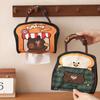 Space Saving Wall Mount Tissue Holder Cartoon Pattern Oxfords Cloth Construction for Multiple Location Access