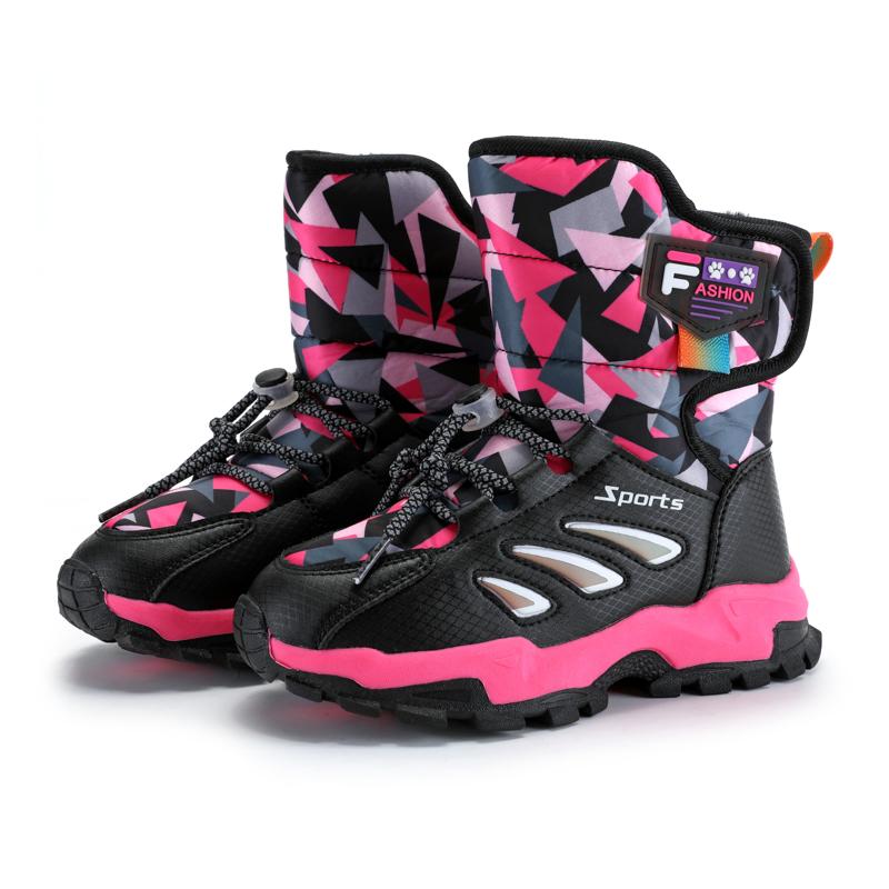 Детская зимняя плюшевая теплая спортивная обувь с высоким берцем из хлопка — фото 23