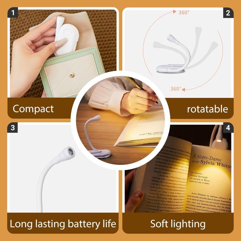 Clip-On Book Light USB Rechargeable LED Reading Lamp Eye Care Mini Desk Light Portable for Students and Bedside Reading