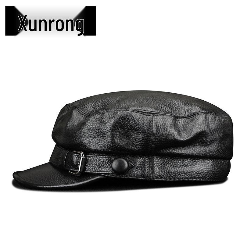 Retro Leather Duckbill Cap - Unisex Trendy European & American Style Flat Top Hat