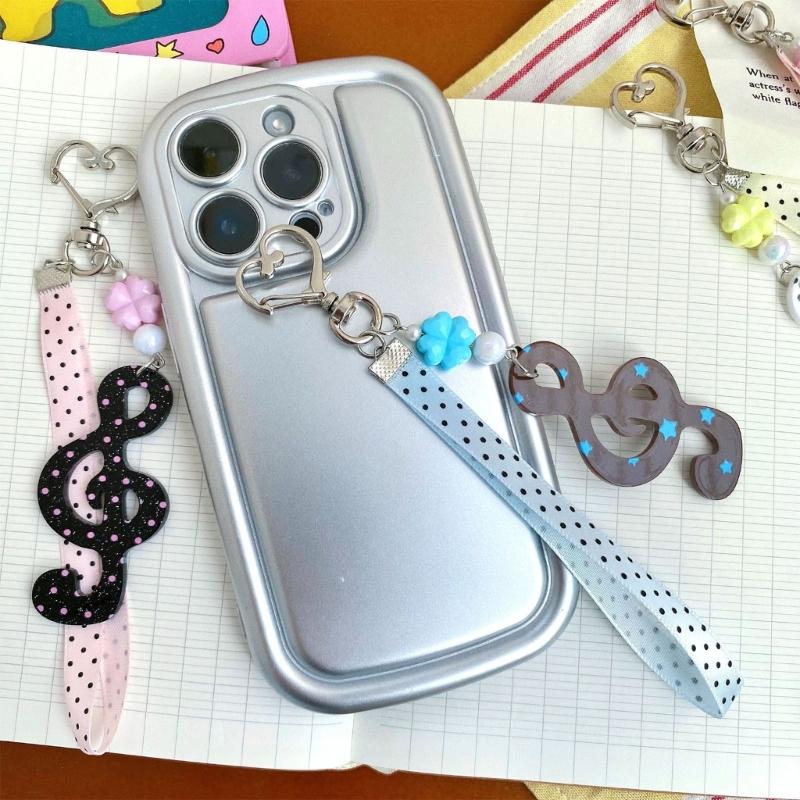 Decorative Keychain Charm Acrylic-Style Bag Charm Music Note Key Holder With Loop Strap and Playful Details for Everyday Carry