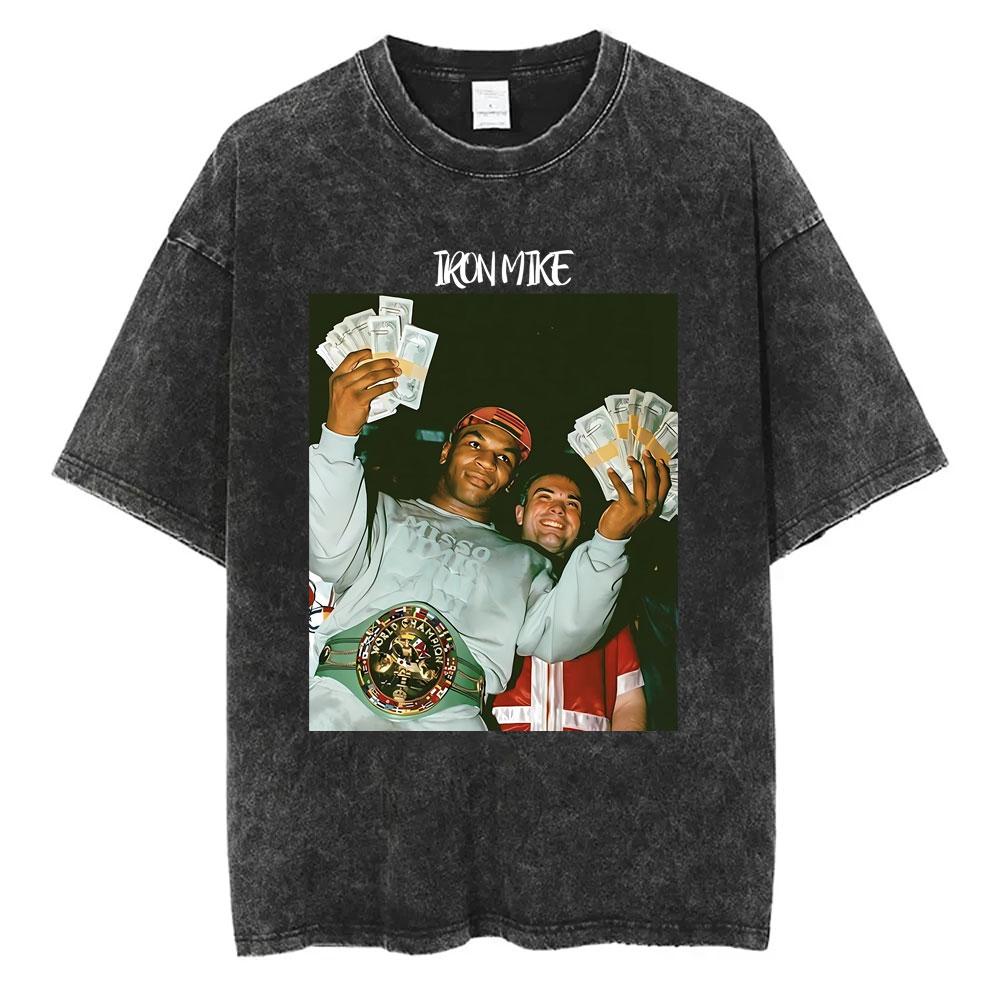 Gewaschenes Vintage Mike Tyson Prime Merch T-Shirt Herrenkleidung Hip Hop Gothic Rock T-Shirt Herren Fitnessstudio Übergroße T-Shirts Oberteile