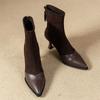 Fashion pointed short boots women's autumn and winter 2025 new thin heel high heels elastic thin boots Korean small ankle boots