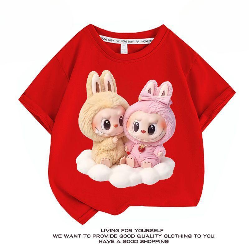 Cute Pure Cotton Short-sleeved T-shirt for Girls,  Fashionable Round-neck Top for Summer Children