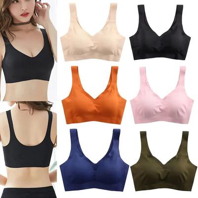 Detachable Chest Pad Pull Up Bra Underwear 2024 Women's Seamless Ice Silk Bra Without Steel Ring Breathable Push Up Sport Vest 1pc