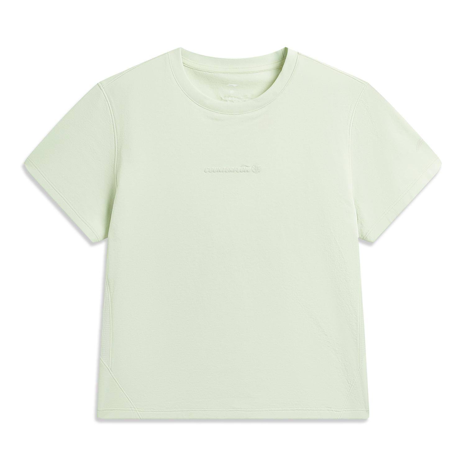 Li-Ning Outdoor CF Quick-Dry Elastic Soft Skin-Friendly Slim Fit Short Sleeve T-Shirt Women tops White Green ATSW042-2 S