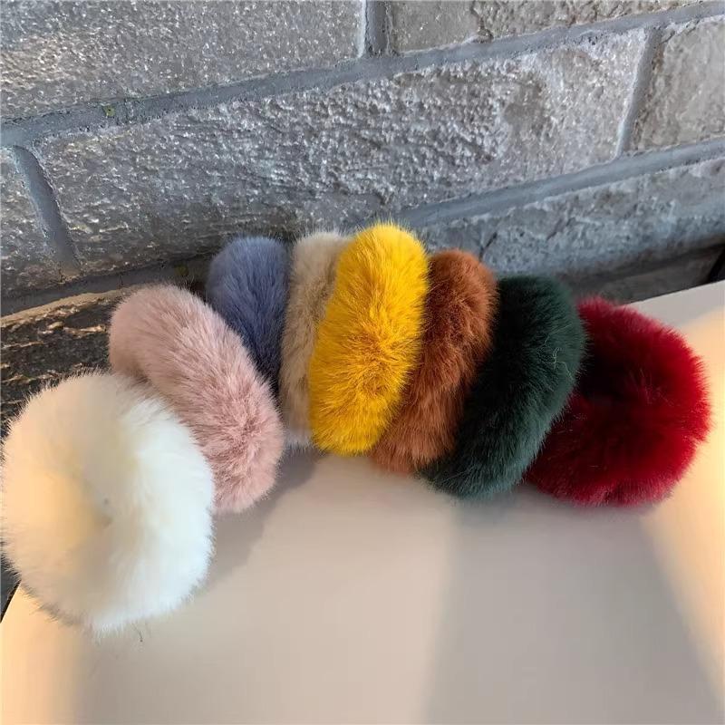 Soft Fluffy Plush Hair Scrunchies For Women Multi Colors No Tug Design For Daily Wear Party Styling
