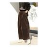 Retro Corduroy Lantern Pants with Ribbed Texture - Literary Style