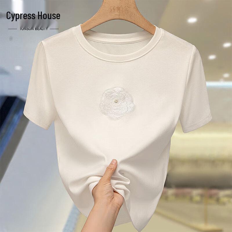 Sybill She Women s Beaded Embroidery Short Sleeve T-Shirt L