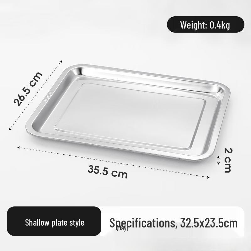 Yi Pan Rectangular Stainless Steel 3-Compartment Dumpling Plate