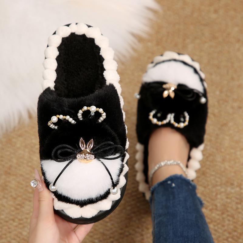 

Мода 2025 Новые осенне-зимние домашние теплые нескользящие хлопковые тапочки Женские хлопковые швабры на платформе 41 чёрный