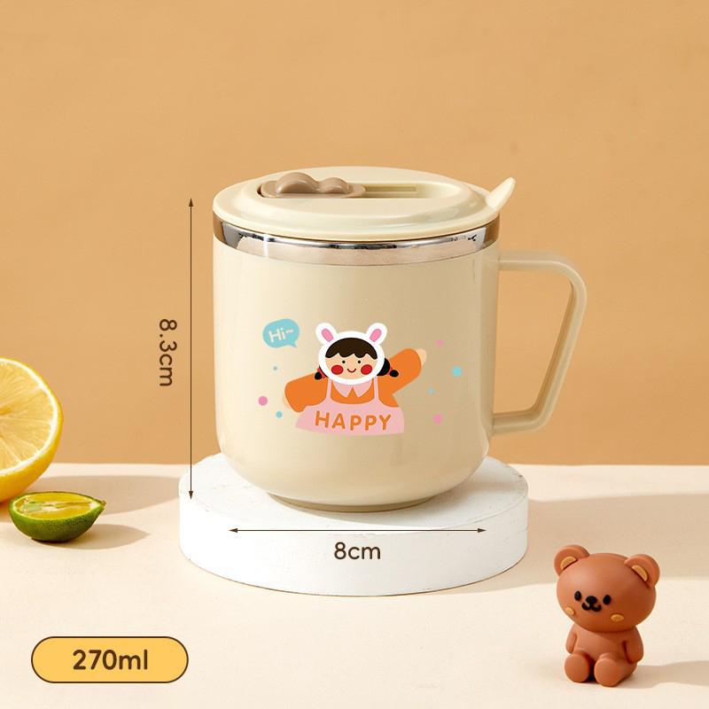 Cute Capybara 316 Stainless Steel Kid Water Cup With Straw 270Ml Double Wall Insulated Mug Leak-Proof Milk Coffee Cup