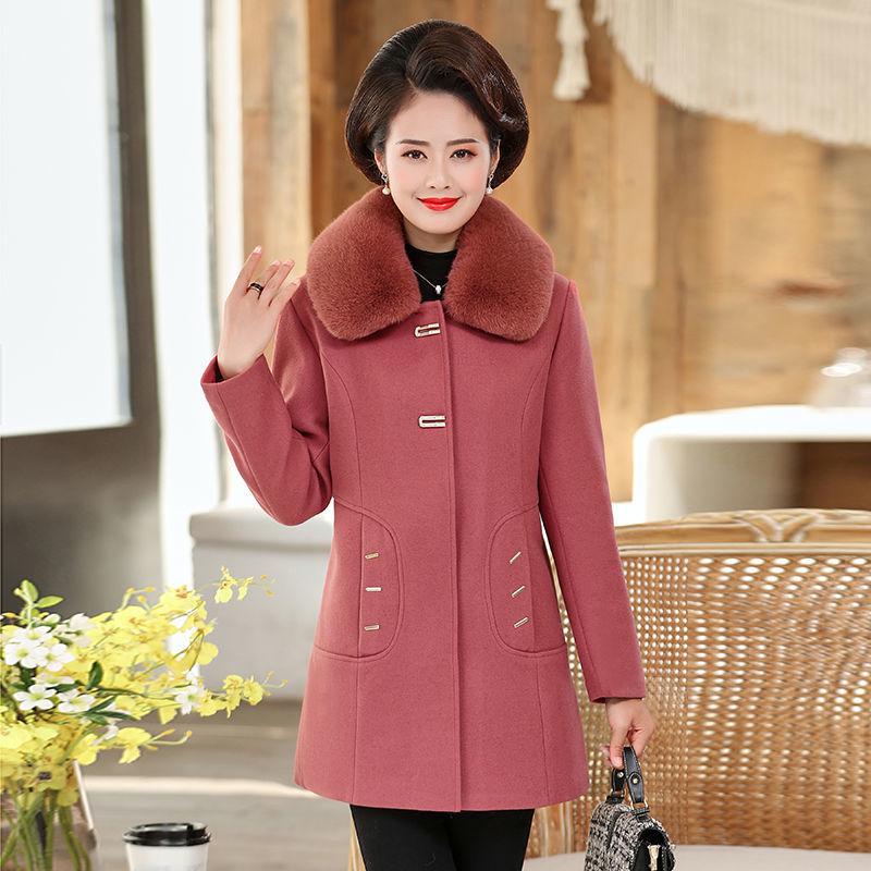 Palton de lână de iarnă de lungime medie pentru mamă - Larg, la modă și extra gros pentru femei