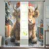 Christmas Gift Yak Hat Vintage Oil Painting Curtains For Living Room Bedroom Home Decoration Window Voile Tulle Curtain Drapes